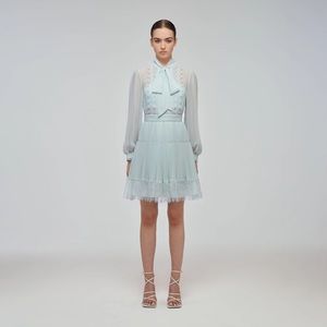 PALE GREEN CHIFFON MINI DRESS - moving and clearing out my closet